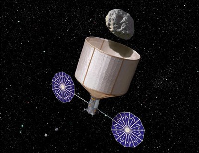 Asteroid retrieval mission illustration