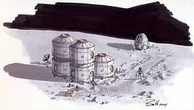 Lunar settlement illustration