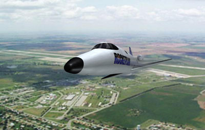 Rocketplane XP over spaceport