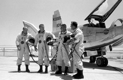 test pilots in pressure suits