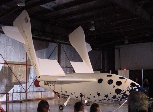 SpaceShipOne with raised wings
