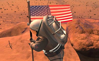 Mars astronaut illustration